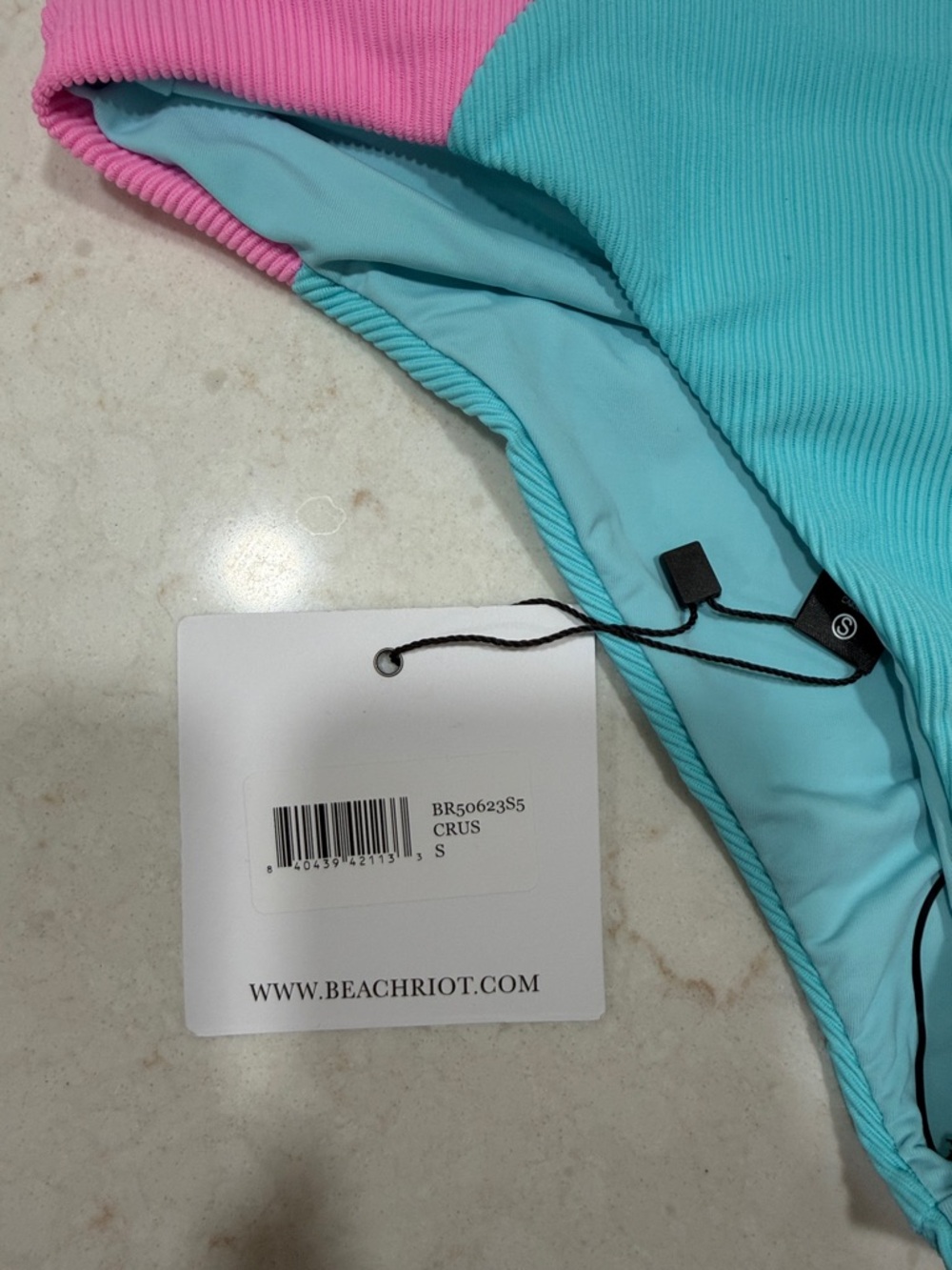 Beach Riot Turquoise Pink Orange Colorblock Ribbed Bikini - Picture 4 of 4